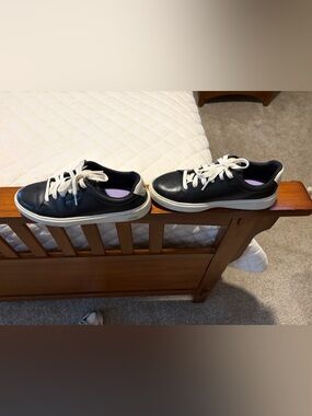 Cole Haan Black Leather Low-Top Sneakers with White Soles